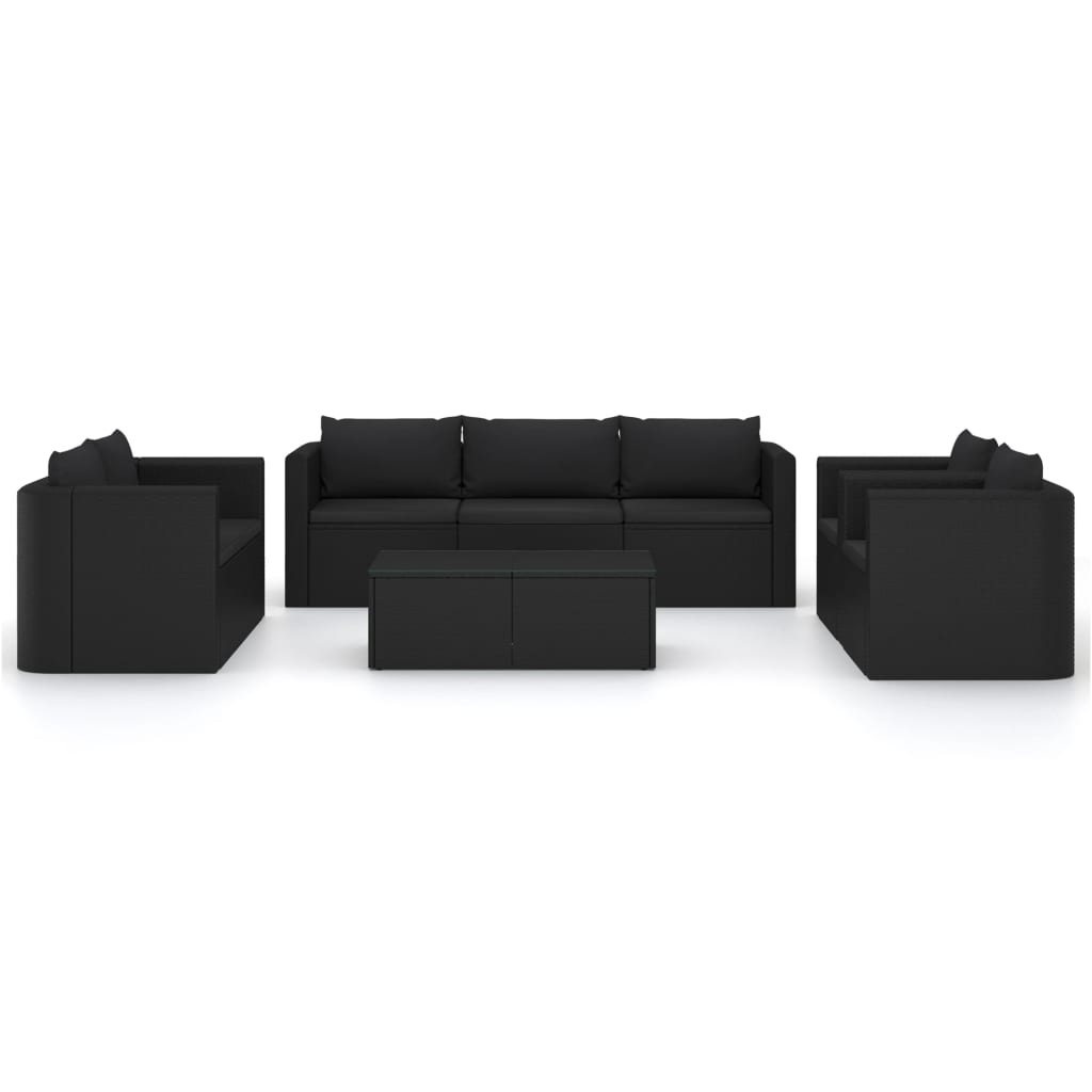 9-Delige Loungeset Met Kussens Poly Rattan 1