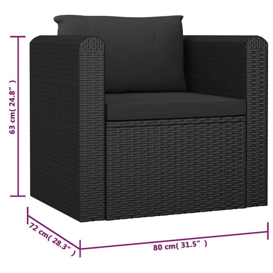 9-Delige Loungeset Met Kussens Poly Rattan 1