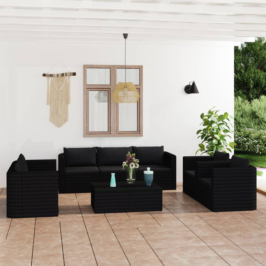 9-Delige Loungeset Met Kussens Poly Rattan 1