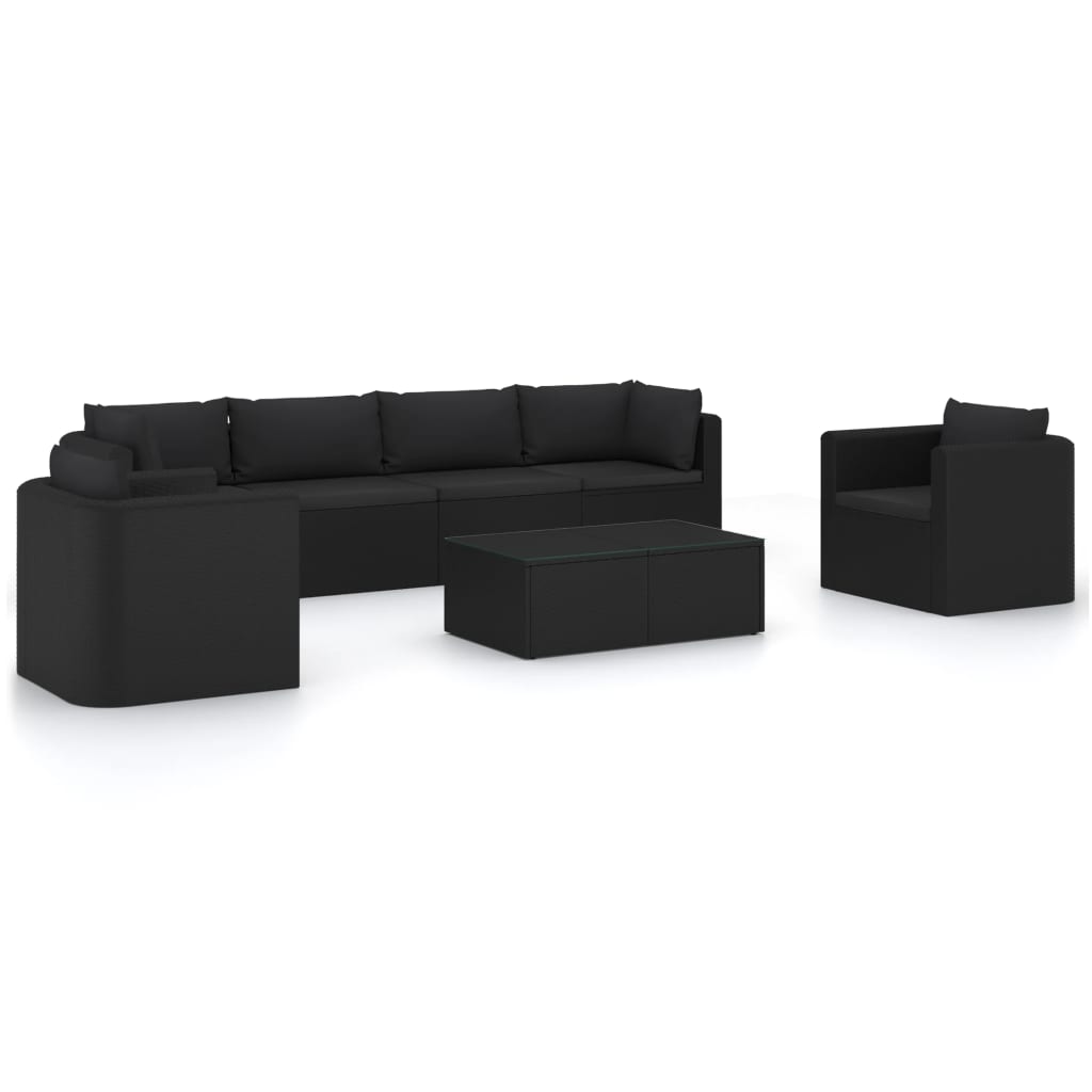 7-Delige Loungeset Met Kussens Poly Rattan 1