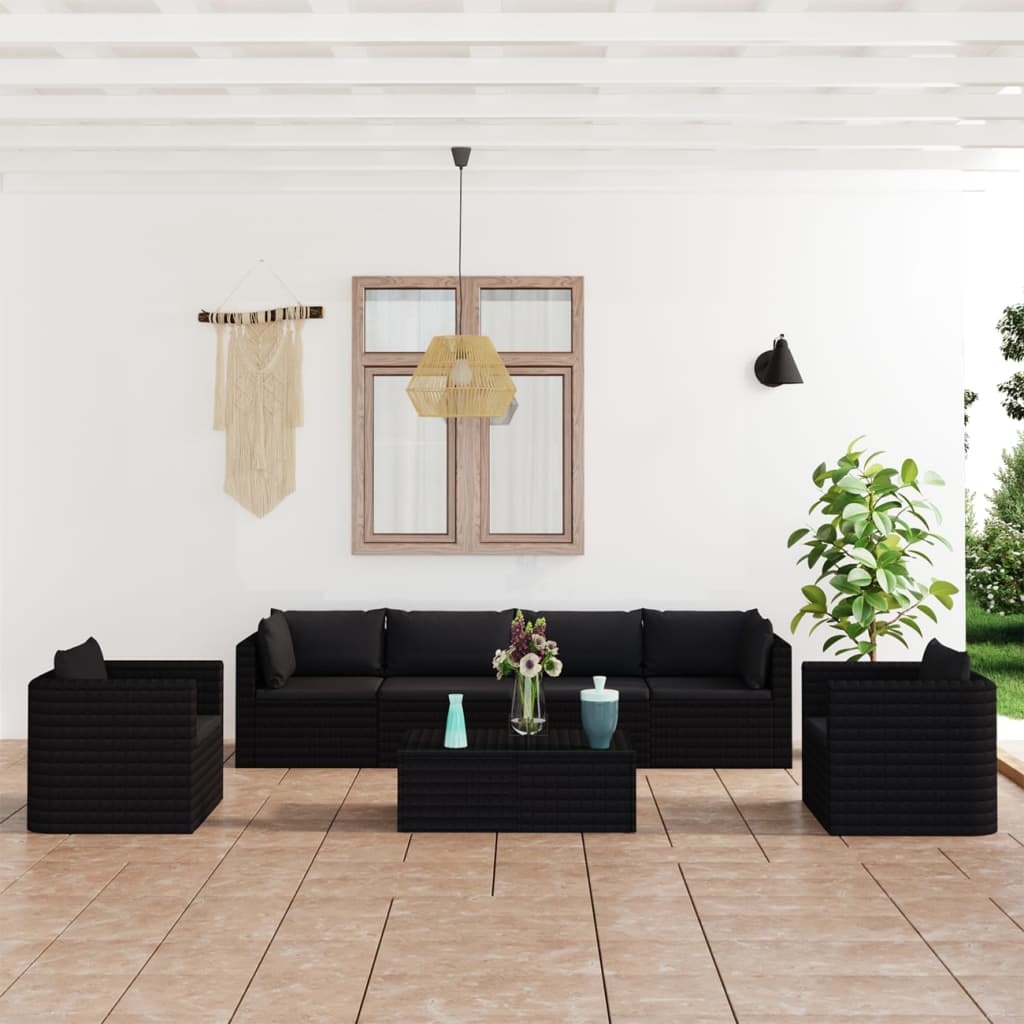 7-Delige Loungeset Met Kussens Poly Rattan 1