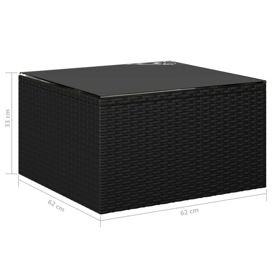 7-delige Loungeset met kussens poly rattan zwart