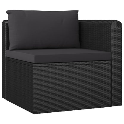 7-delige Loungeset met kussens poly rattan zwart