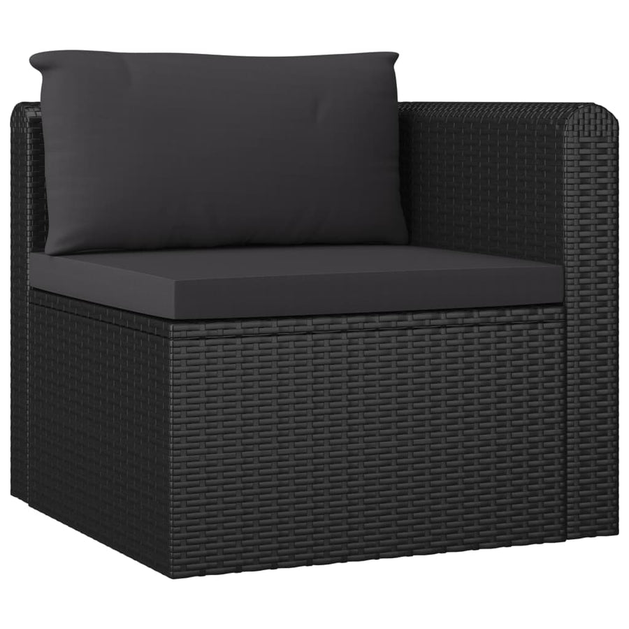 7-delige Loungeset met kussens poly rattan zwart