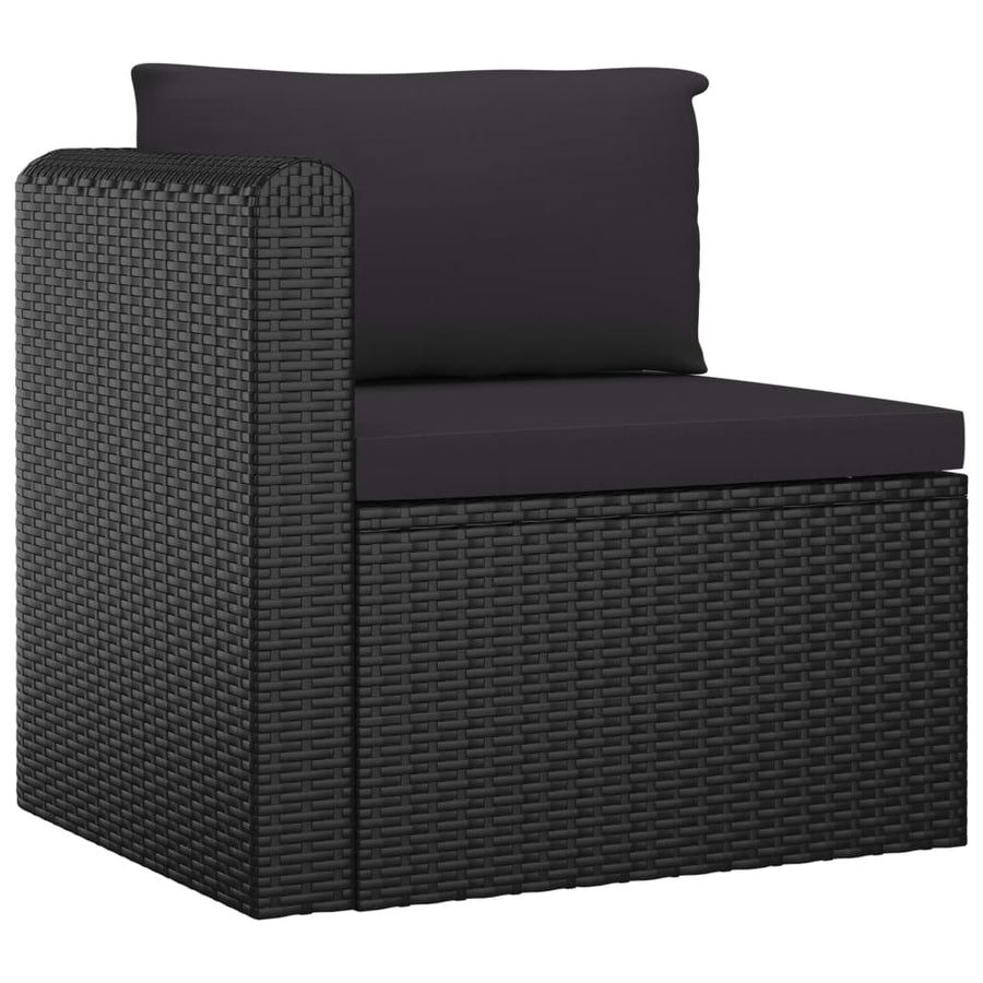 7-delige Loungeset met kussens poly rattan zwart