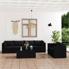 7-Delige Loungeset Met Kussens Poly Rattan Zwart 4x hoek + 2x midden + 2x Tafel