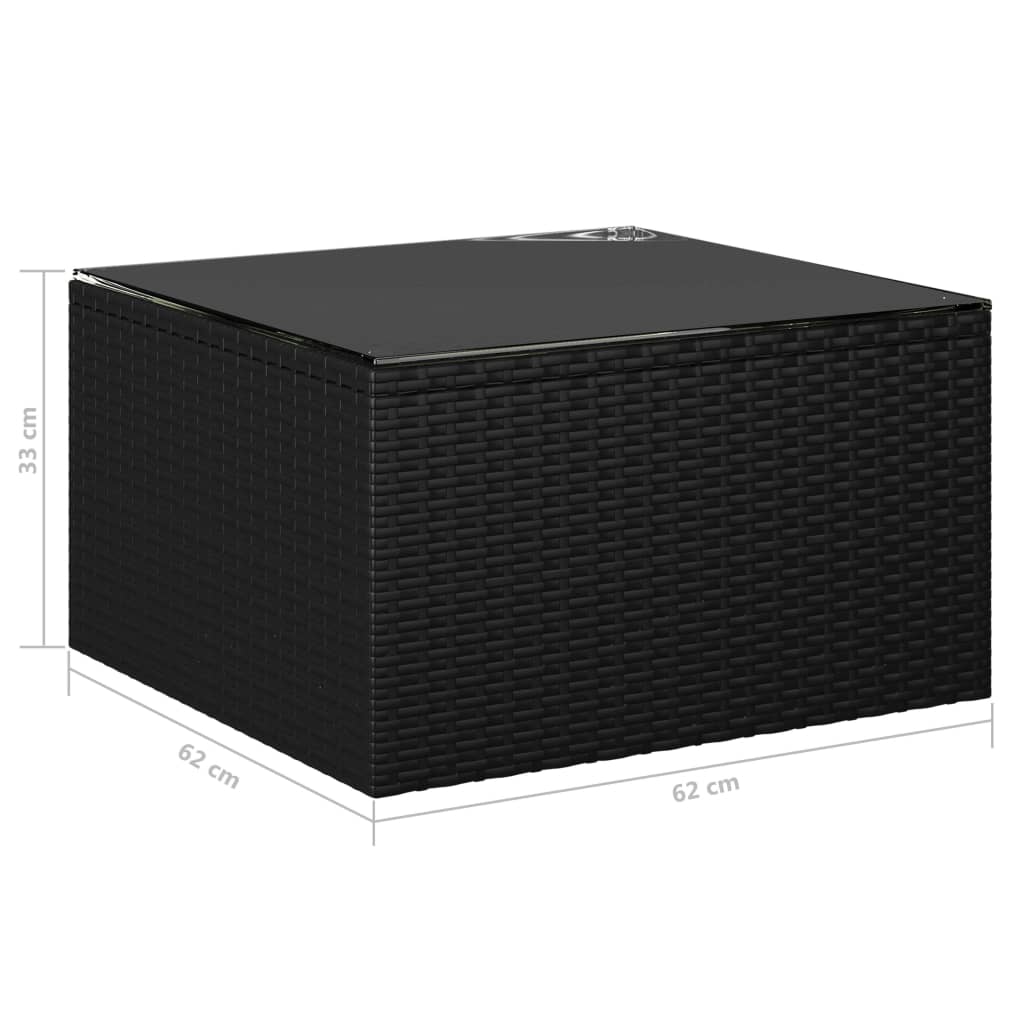 8-delige Loungeset met kussens poly rattan zwart