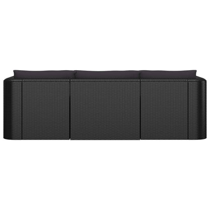 8-delige Loungeset met kussens poly rattan zwart