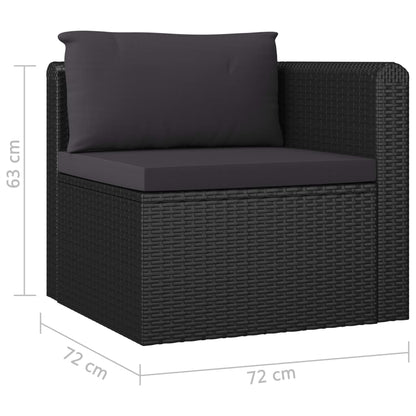 8-delige Loungeset met kussens poly rattan zwart