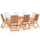 9-piece Garden Dining Set with Cushions Solid Teak
