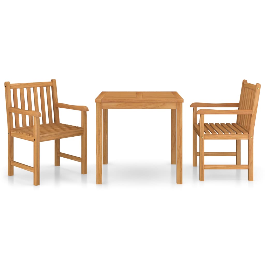 3-Delige Tuinset Massief Teakhout 80 cm tafellengte 2x Fauteuil + Tafel