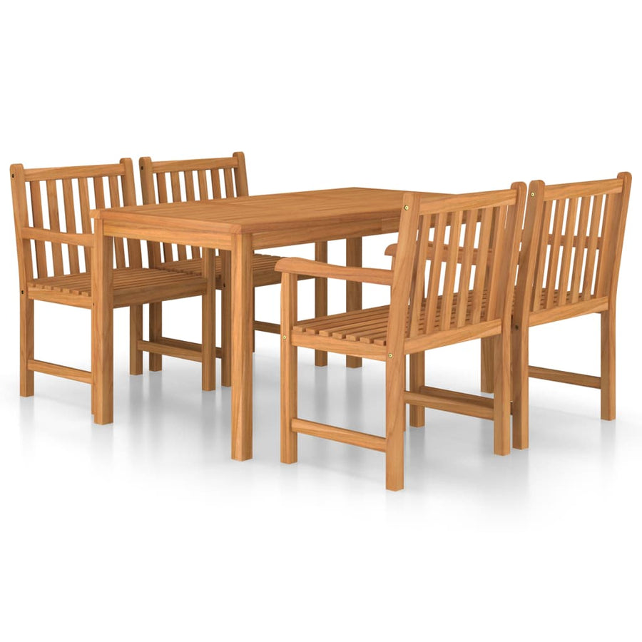 5-Delige Tuinset Massief Teakhout 4x Fauteuil + Tafel