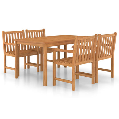 5-Delige Tuinset Massief Teakhout 4x Fauteuil + Tafel