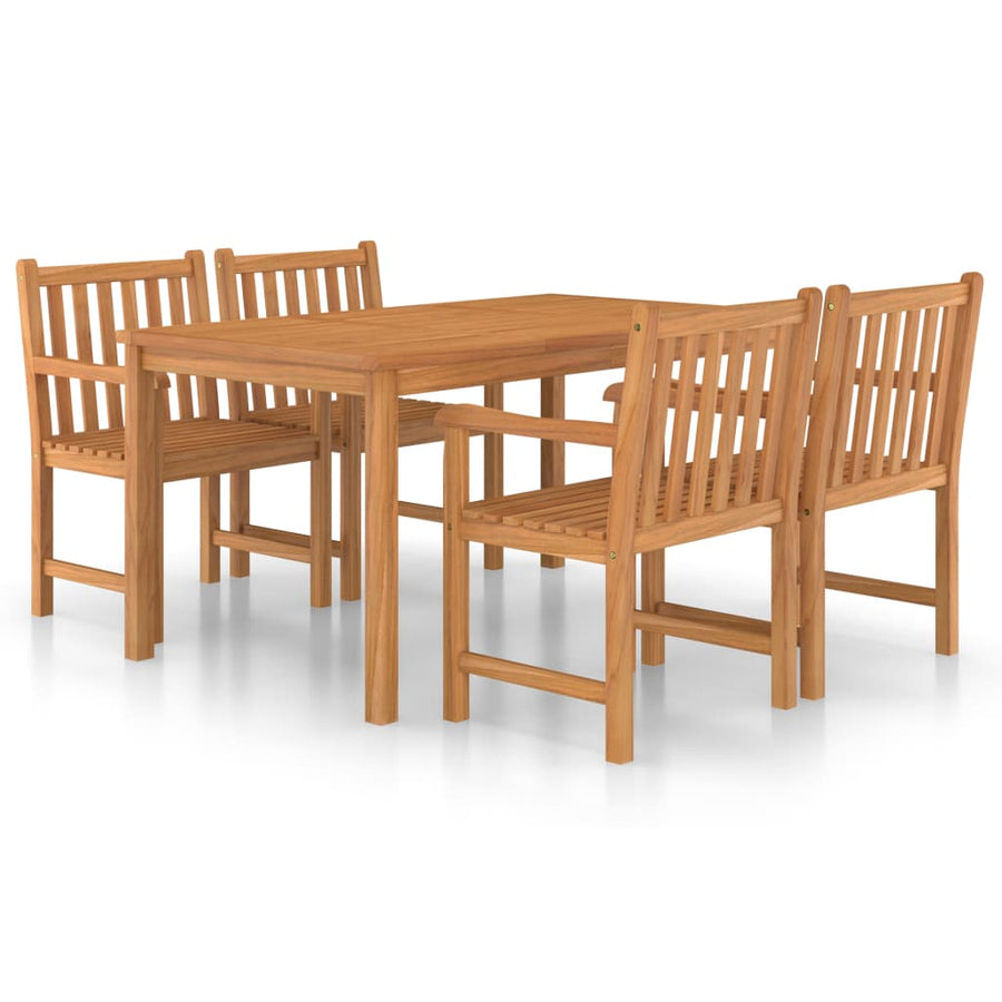 5-Delige Tuinset Massief Teakhout 4x Fauteuil + Tafel