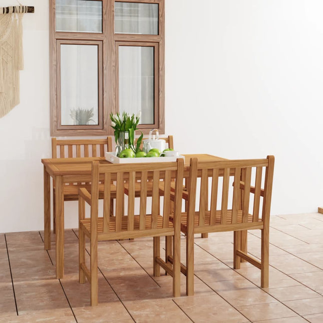 5-Delige Tuinset Massief Teakhout 4x Fauteuil + Tafel