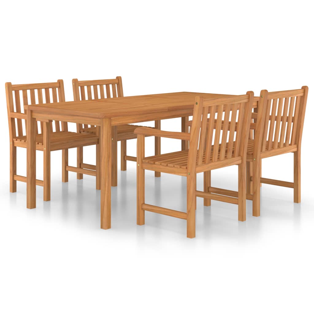 5-Delige Tuinset Massief Teakhout 4x Fauteuil + Tafel