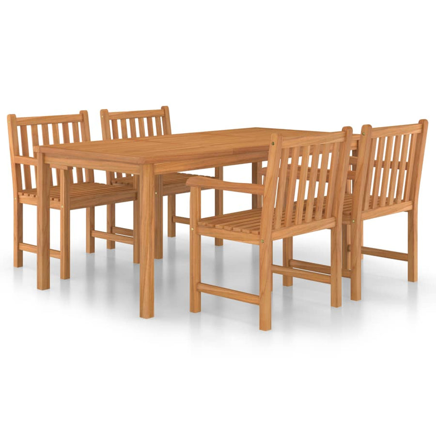 5-Delige Tuinset Massief Teakhout 4x Fauteuil + Tafel