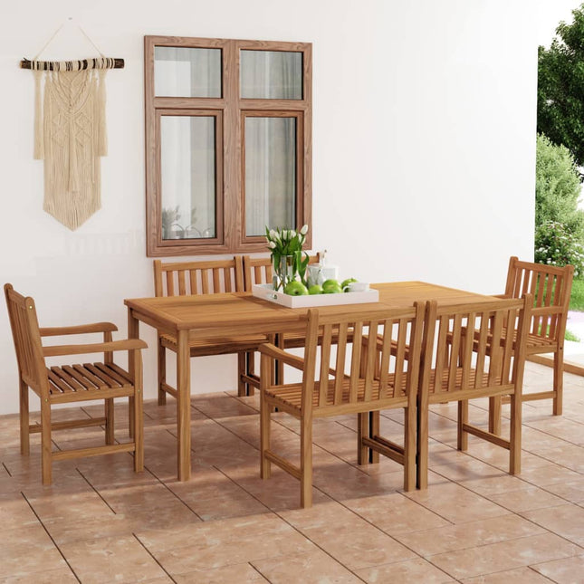 7-Delige Tuinset Massief Teakhout 6x Fauteuil + Tafel