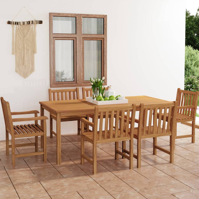 7-Delige Tuinset Massief Teakhout 6x Fauteuil + Tafel