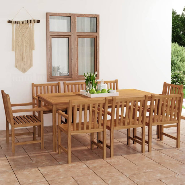 9-Delige Tuinset Massief Teakhout 8x Fauteuil + Tafel