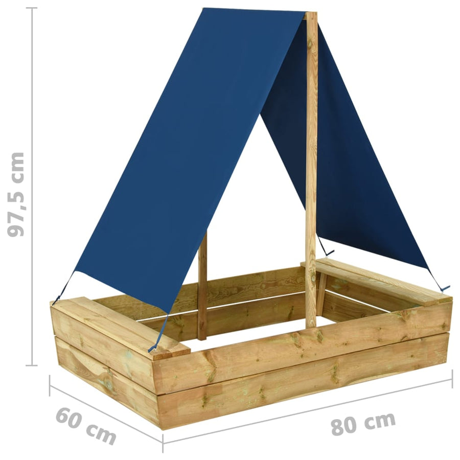 Zandbak Met Dak 80X60X97,5 Cm Geïmpregneerd Grenenhout 80 x 60 x 97.5 cm