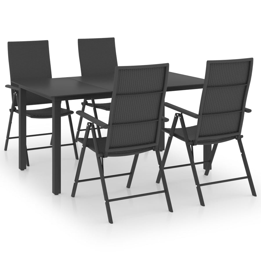 -Delige Tuinset Zwart 5 150 cm tafellengte