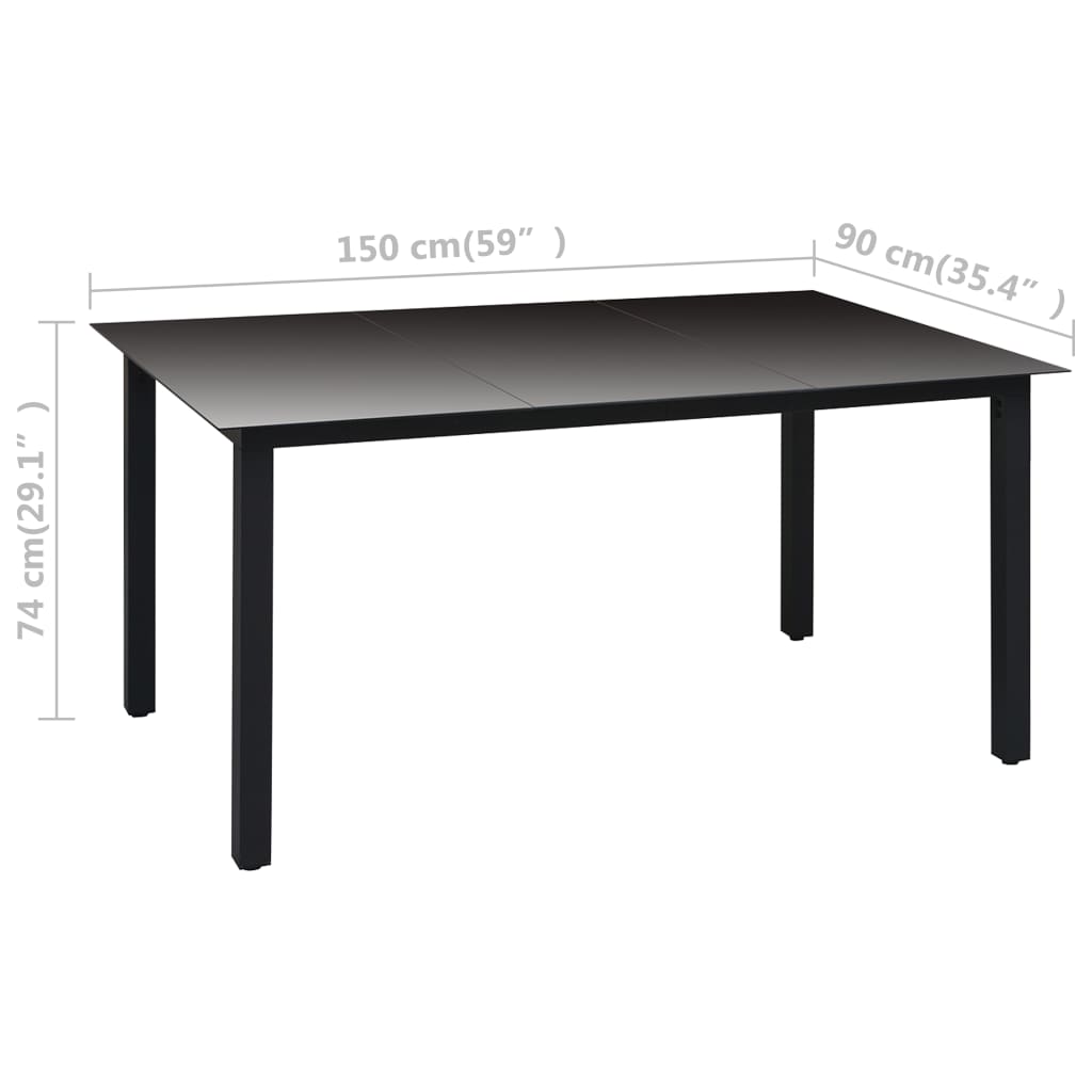 -Delige Tuinset Zwart 5 150 cm tafellengte