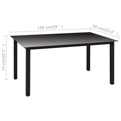 -Delige Tuinset Zwart 5 150 cm tafellengte
