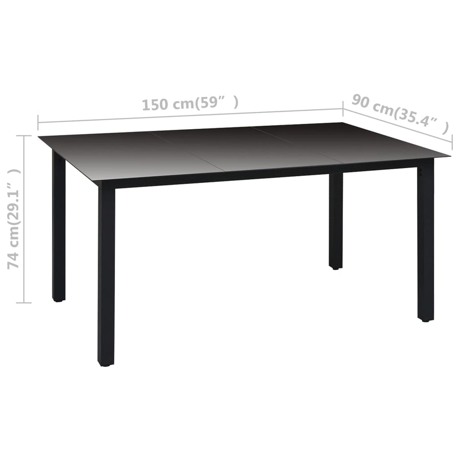 -Delige Tuinset Zwart 5 150 cm tafellengte