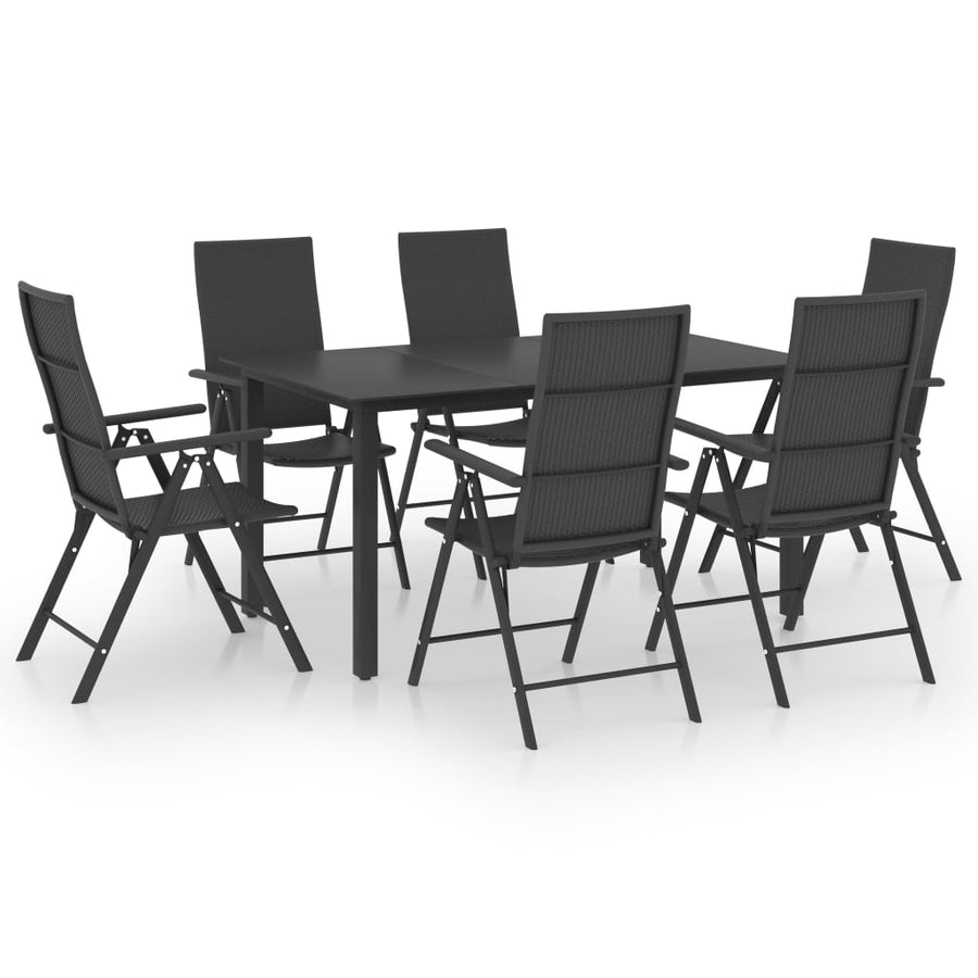 -Delige Tuinset Zwart 7 150 cm tafellengte