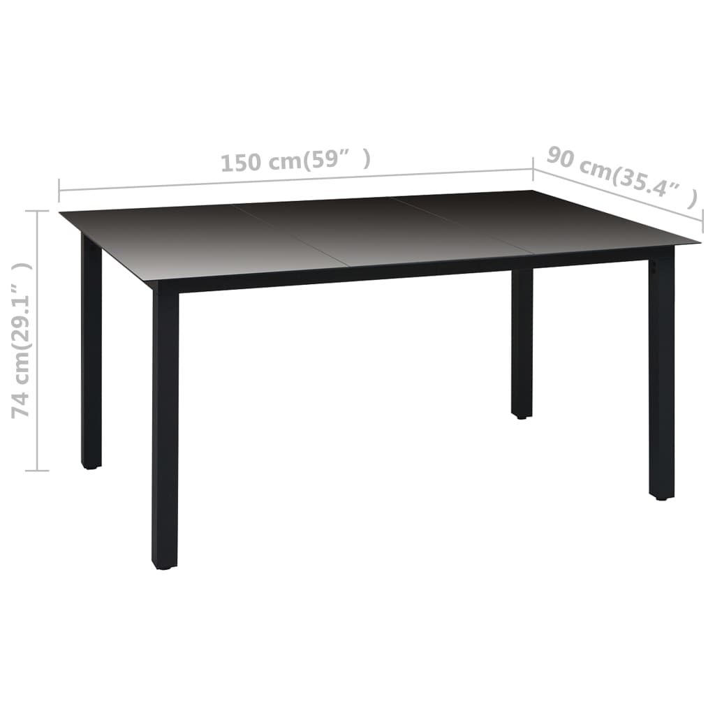 -Delige Tuinset Zwart 7 150 cm tafellengte