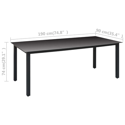 -Delige Tuinset Zwart 7 190 cm tafellengte