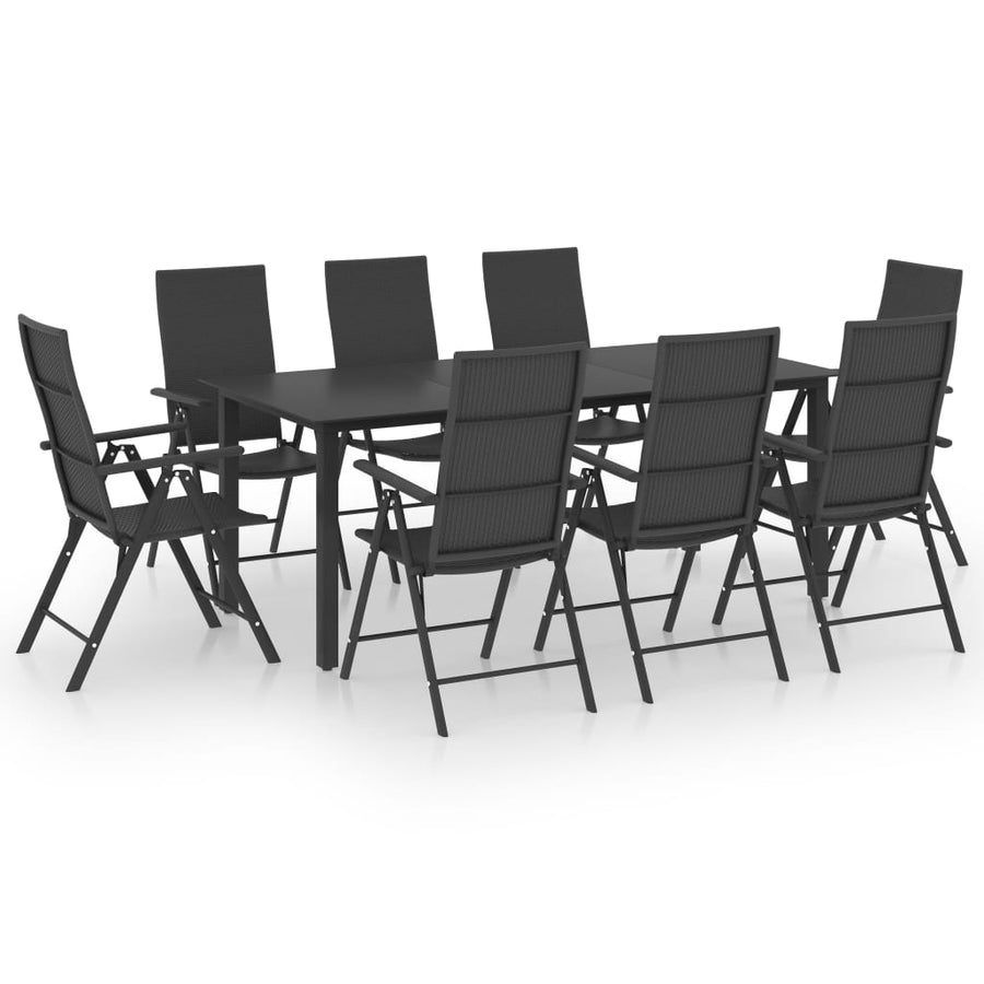 -Delige Tuinset Zwart 9 190 cm tafellengte