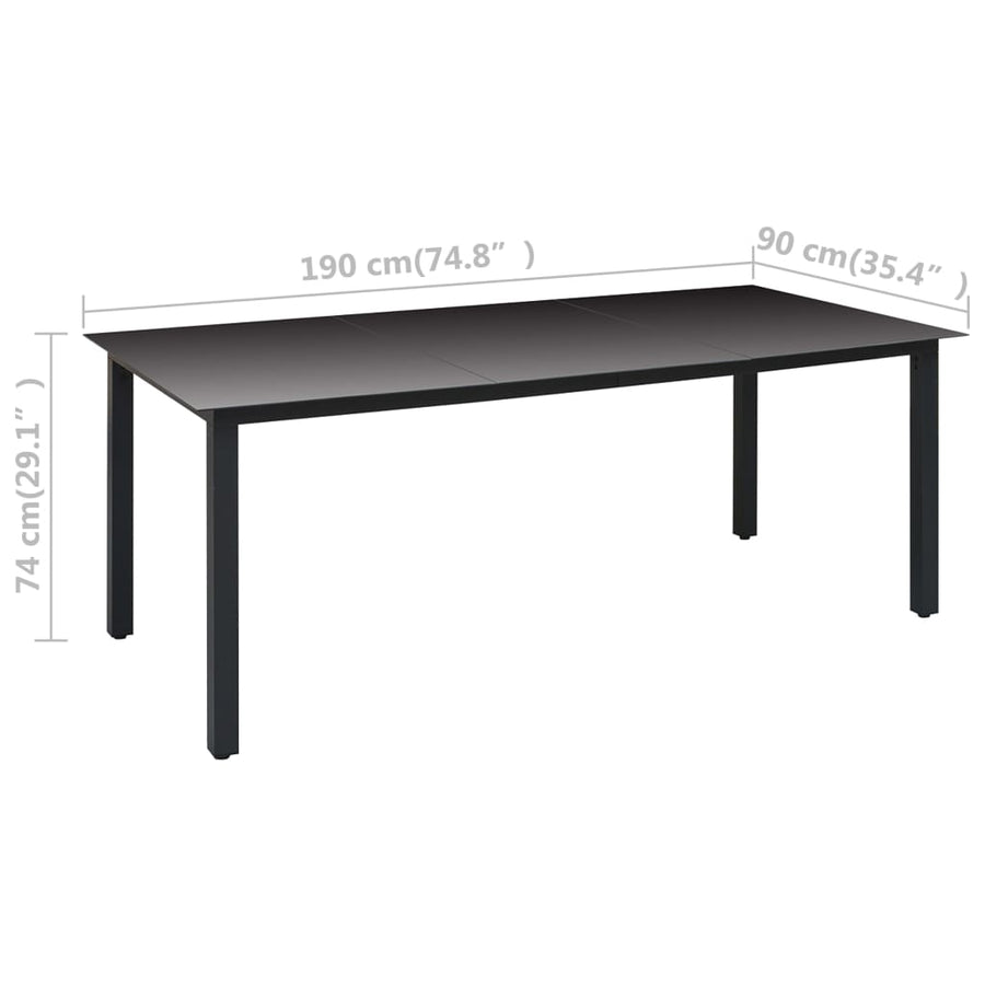 -Delige Tuinset Zwart 9 190 cm tafellengte