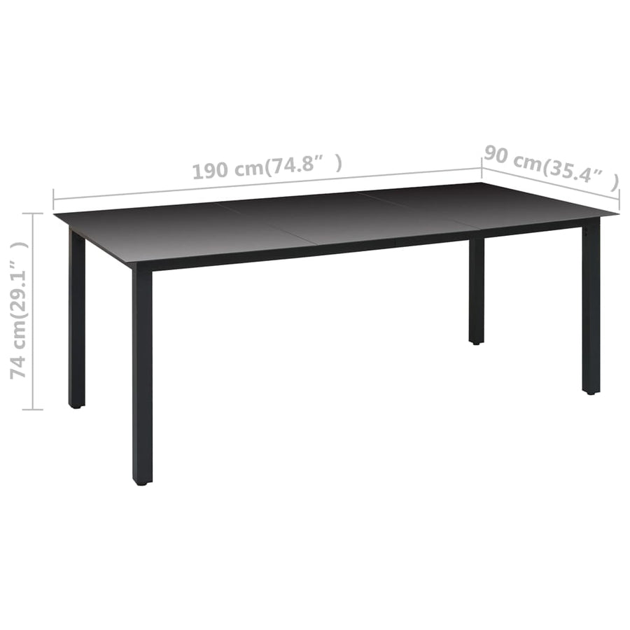 -Delige Tuinset Zwart En Bruin 7 190 cm tafellengte