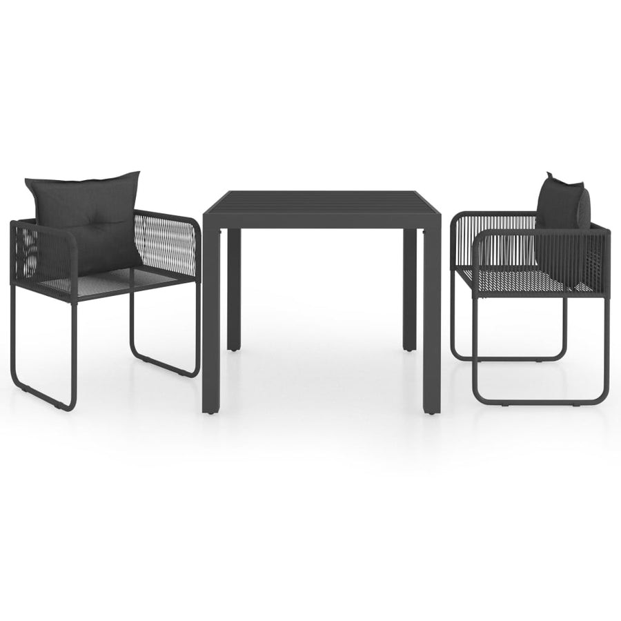 -Delige Tuinset Pvc-Rattan 3 79 cm tafellengte Zwart