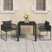 Tuinset 3-delig PVC-rattan zwart
