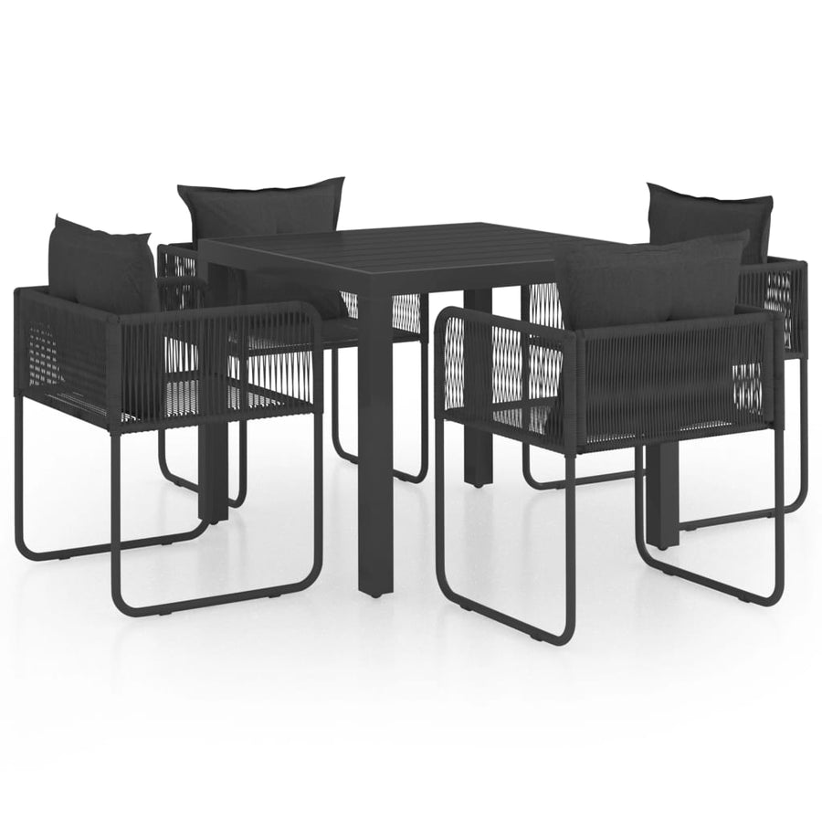 -Delige Tuinset Pvc-Rattan 5 79 cm tafellengte Zwart