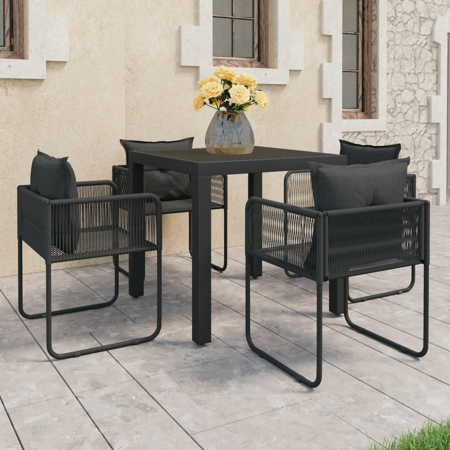 -Delige Tuinset Pvc-Rattan 5 79 cm tafellengte Zwart
