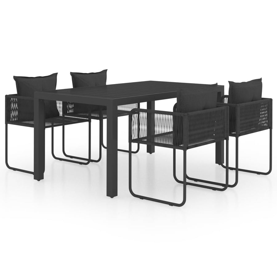 5-Delige Tuinset Pvc-Rattan Zwart 150 cm tafellengte