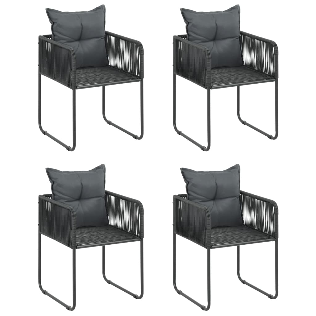 5-Delige Tuinset Pvc-Rattan Zwart 150 cm tafellengte