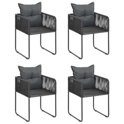 5-Delige Tuinset Pvc-Rattan Zwart 150 cm tafellengte