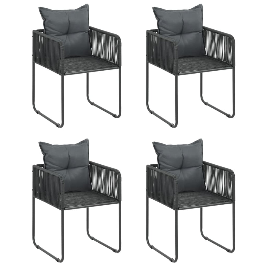 5-Delige Tuinset Pvc-Rattan Zwart 150 cm tafellengte