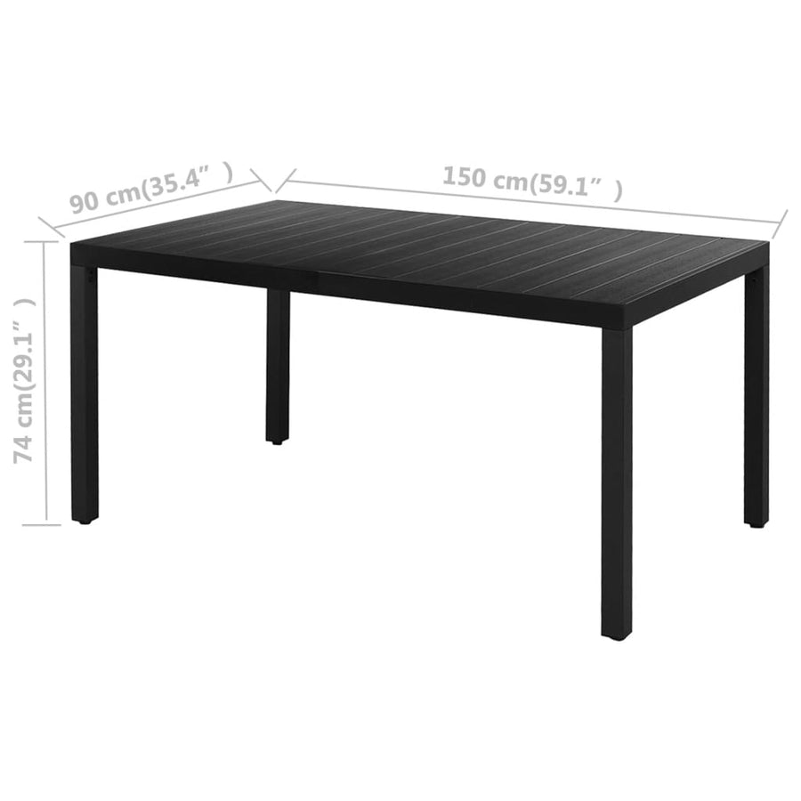 5-Delige Tuinset Pvc-Rattan Zwart 150 cm tafellengte