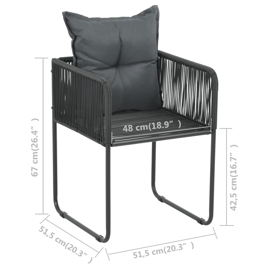 5-Delige Tuinset Pvc-Rattan Zwart 150 cm tafellengte