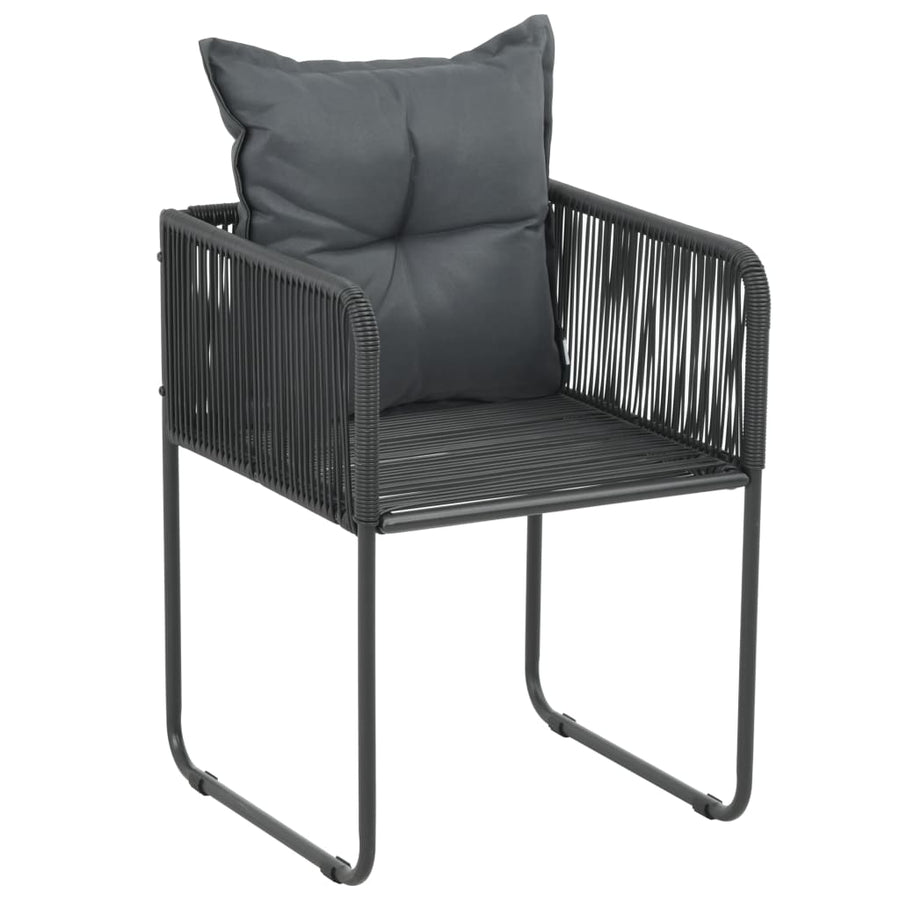 7-Delige Tuinset Pvc-Rattan Zwart 150 cm tafellengte