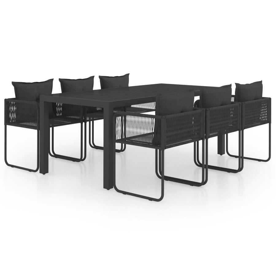 7-Delige Tuinset Pvc-Rattan Zwart 184.5 cm tafellengte