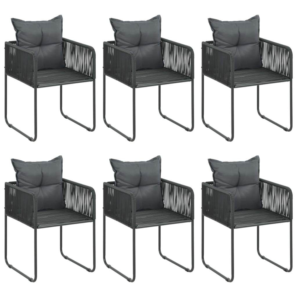 7-Delige Tuinset Pvc-Rattan Zwart 184.5 cm tafellengte