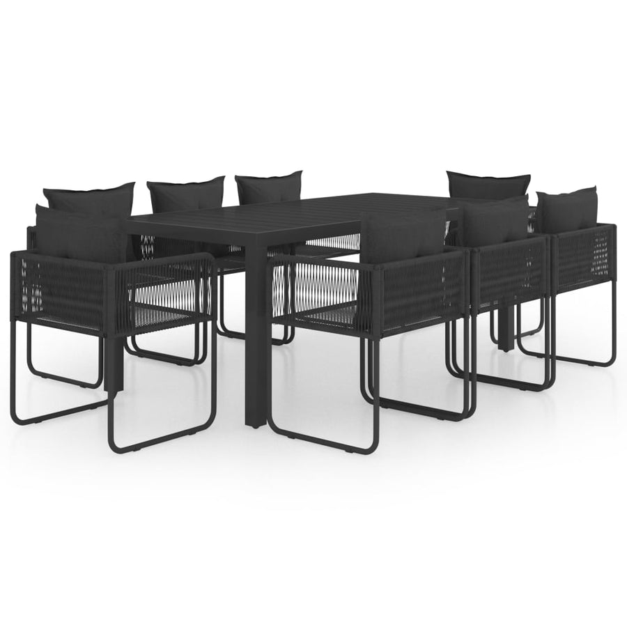 9-Delige Tuinset Pvc-Rattan Zwart 184.5 cm tafellengte