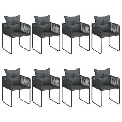 9-Delige Tuinset Pvc-Rattan Zwart 184.5 cm tafellengte